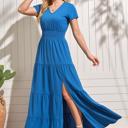 Small Steel Blue Annabelle Polka Dot Split Maxi Dress SALE