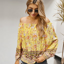 Small Yellow FLORAL LONG SLEEVE WOMEN BLOUSE