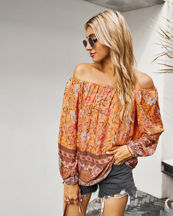 FLORAL LONG SLEEVE WOMEN BLOUSE