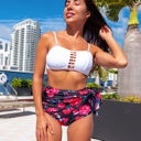 White X-Small Women Strappy High-waisted 2 Piece Bikini Swimsuits
