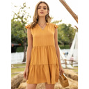  Miki Camel Mini V-Neck Dress