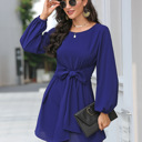 Blue Small Long Sleeve Women Mini Dress