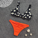  Women 2-Piece Bikini Swimsuit Orange/Black