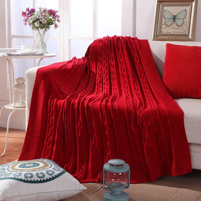 Cotton Knitted Throw Blanket 50"x60" 