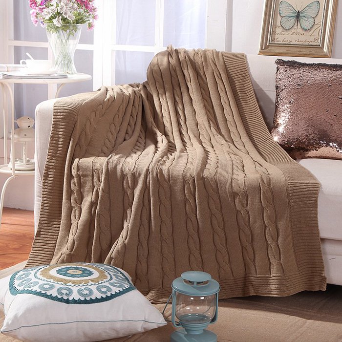 Cotton Knitted Throw Blanket 50"x60" 