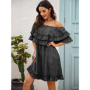  Pipa Off-Shoulder Ruffle Black Dress