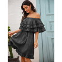  Pipa Off-Shoulder Ruffle Black Dress