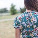  Mira Smocked Floral Midi  Rayon Green Dress