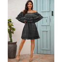  Pipa Off-Shoulder Ruffle Black Dress