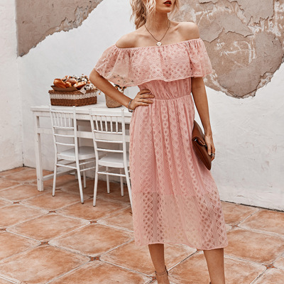 CARMEN LACE MIDI OFF SHOULDER  DRESS