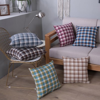 Plaid Pillow Covers 18x18 – Set of Gingham Cushion Covers with Hidden Zipper – Rustic Farmhouse Decor – No Insert Included