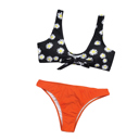  Women 2-Piece Bikini Swimsuit Orange/Black