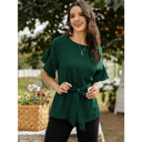  Women's Front Tie Crew Neck Blouse