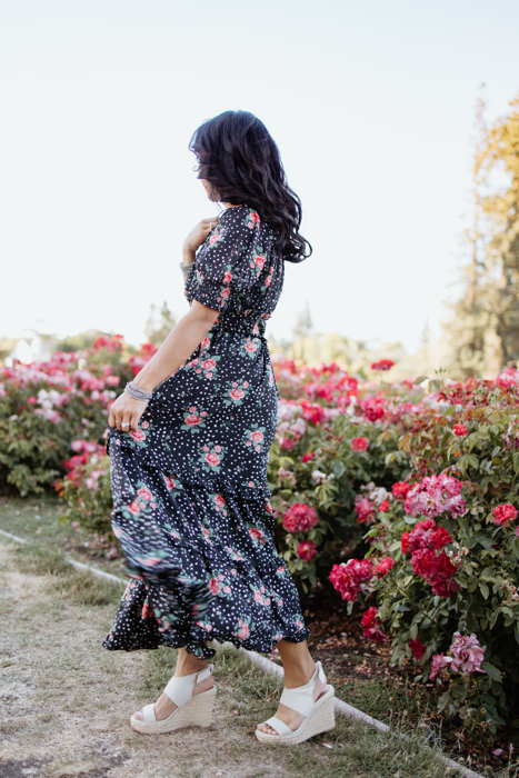 Sienna Black Floral Women Maxi Dress