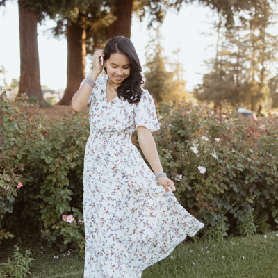 Michaela Floral Ivory Maxi Dress