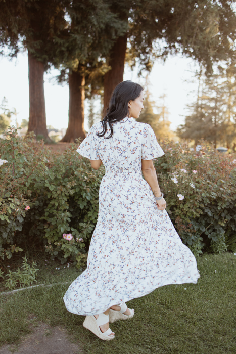 Michaela Floral Ivory Maxi Dress