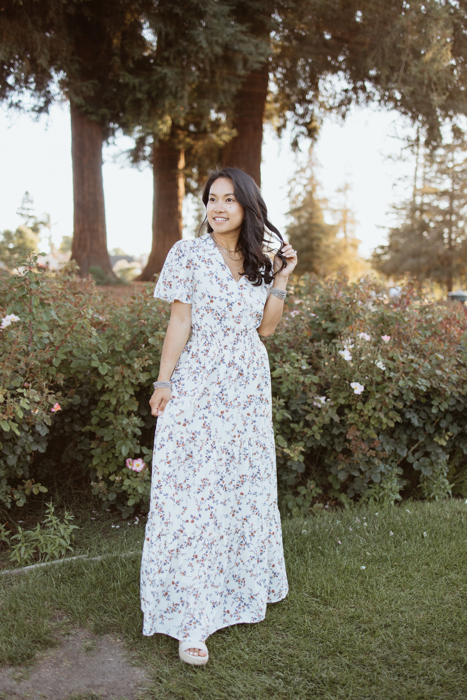 Michaela Floral Ivory Maxi Dress