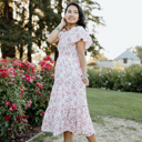 Large Oana Floral Midi Smocked Bodice Modest Dress