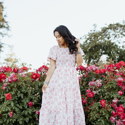 Oana Floral Midi Smocked Bodice Modest Dress