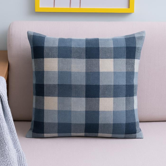 Plaid Pillow Covers 18x18 – Set of Gingham Cushion Covers with Hidden Zipper – Rustic Farmhouse Decor – No Insert Included