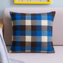 Blue/Brown Plaid Pillow Covers 18x18 – Set of Gingham Cushion Covers with Hidden Zipper – Rustic Farmhouse Decor – No Insert Included