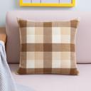 Beige Plaid Pillow Covers 18x18 – Set of Gingham Cushion Covers with Hidden Zipper – Rustic Farmhouse Decor – No Insert Included