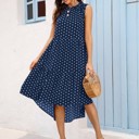  POLKA DOT RUFFLE HEM MIDI DRESS