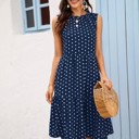  POLKA DOT RUFFLE HEM MIDI DRESS