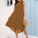 Small Brown POLKA DOT RUFFLE HEM MIDI DRESS SALE