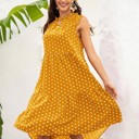 Small Yellow POLKA DOT RUFFLE HEM MIDI DRESS