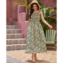 Yellow Small In Bloom Women Floral Maxi Dress Rayon 