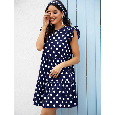 Cassie Ruffle Sleeve Mini Dress Polka Dot 