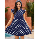  Cassie Ruffle Sleeve Mini Dress Polka Dot 