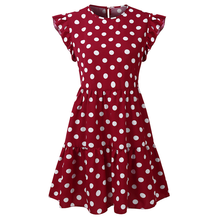 Cassie Ruffle Sleeve Mini Dress Polka Dot 