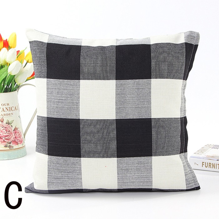 Farmhouse Pillow Cover, Plaid Pillow Covers for 18x18 Pillow (NO Insert Included)