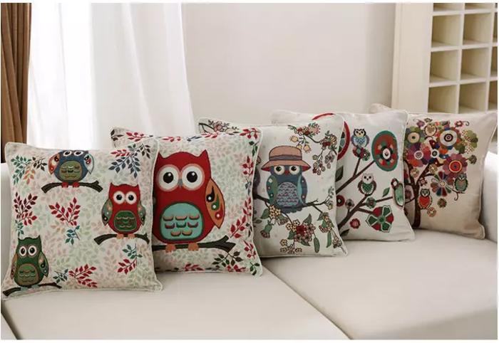  Whimsical Owl Throw Pillow Covers – Colorful 18"x18" Cushion Covers 