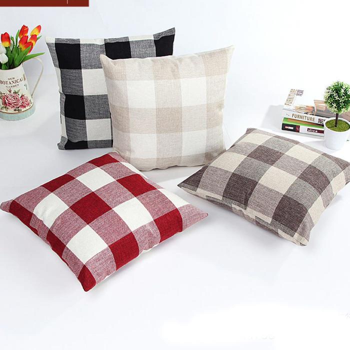 Farmhouse Pillow Cover, Plaid Pillow Covers for 18x18 Pillow (NO Insert Included)