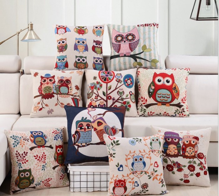  Whimsical Owl Throw Pillow Covers – Colorful 18"x18" Cushion Covers 