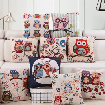  Whimsical Owl Throw Pillow Covers – Colorful 18"x18" Cushion Covers 