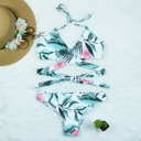  Crisscross Halter Bikini Set Wrap Swimsuit with Floral Bottoms