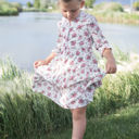  Juliette Girls Floral Button-Down Midi Dress | 3/4 Sleeve Twirl Dress