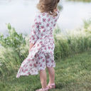  Juliette Girls Floral Button-Down Midi Dress | 3/4 Sleeve Twirl Dress