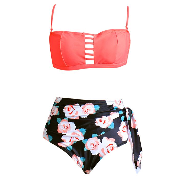 Women Strappy High-waisted 2 Piece Bikini Swimsuits