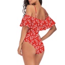  VINTAGE OFF SHOULDER RUFFLED FLORAL SWIMSUIT