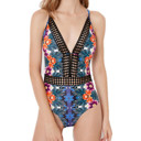 Small FLORAL PRINT LACE WOMEN ONE PIECE SWIMSUIT 