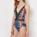  FLORAL PRINT LACE WOMEN ONE PIECE SWIMSUIT 