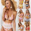  HIGH WAIST BIKINI MESH STRIPED TEASEL