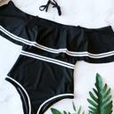  VINTAGE OFF SHOULDER RUFFLED FLORAL SWIMSUIT