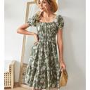 Green Small Marielle Smocked Floral Midi Dress