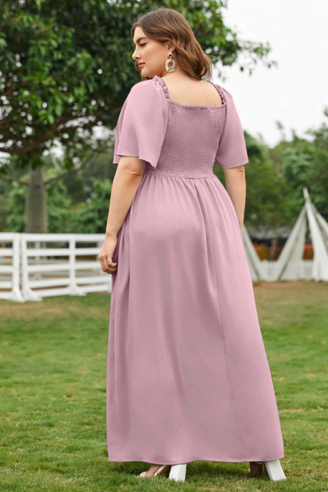 Hannah Smocked Bodice Maxi Solid Dress 